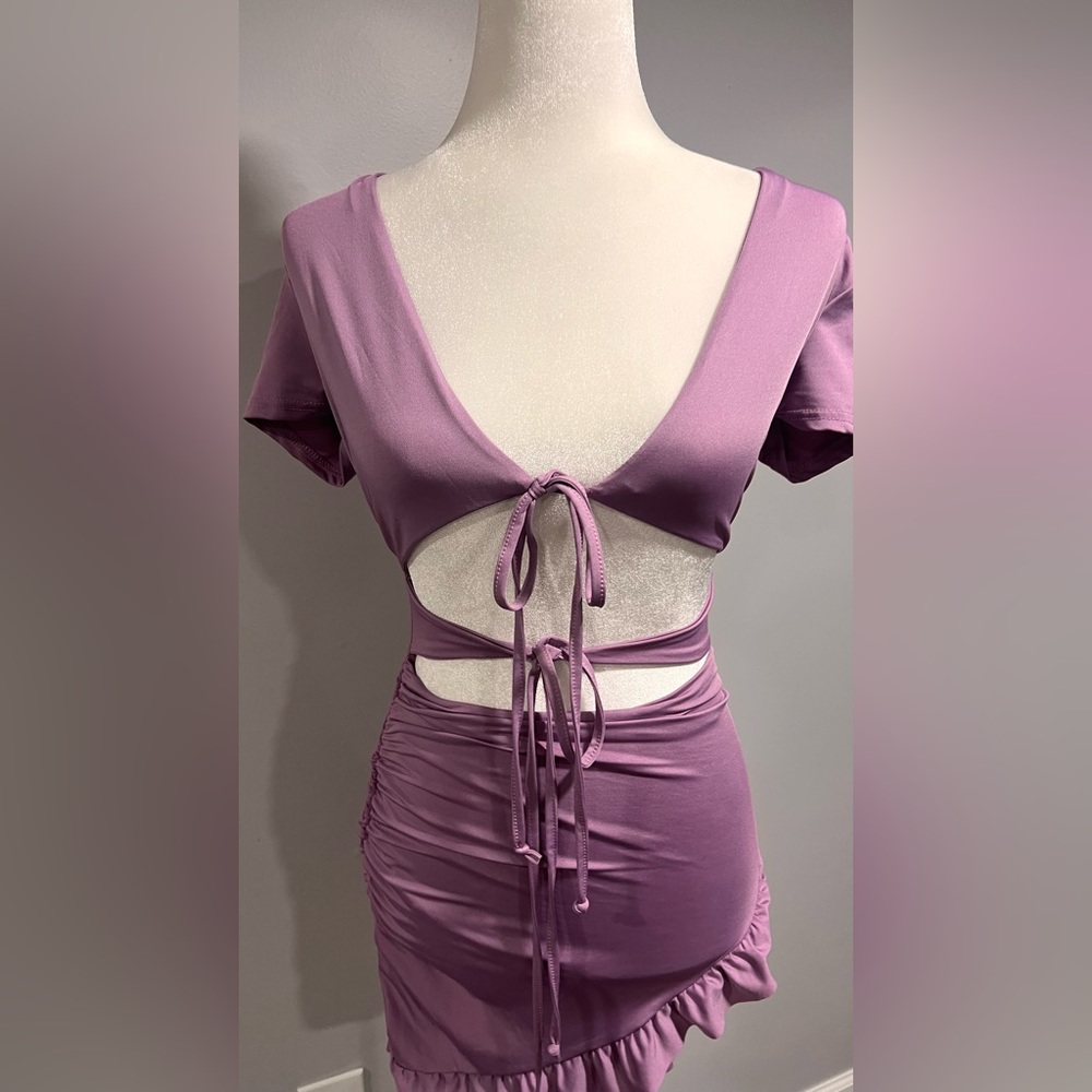 Purple Cut-Out Mini Dress